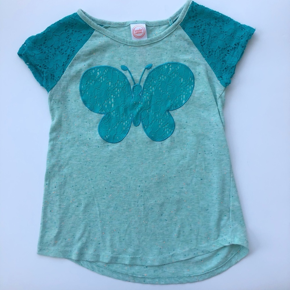 Kids girls T shirt color green/blue size 7/8 M